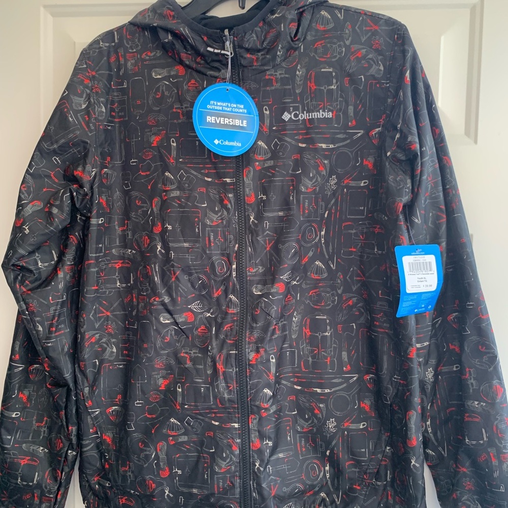 Columbia Black and Red Outdoor Reversible Jacket